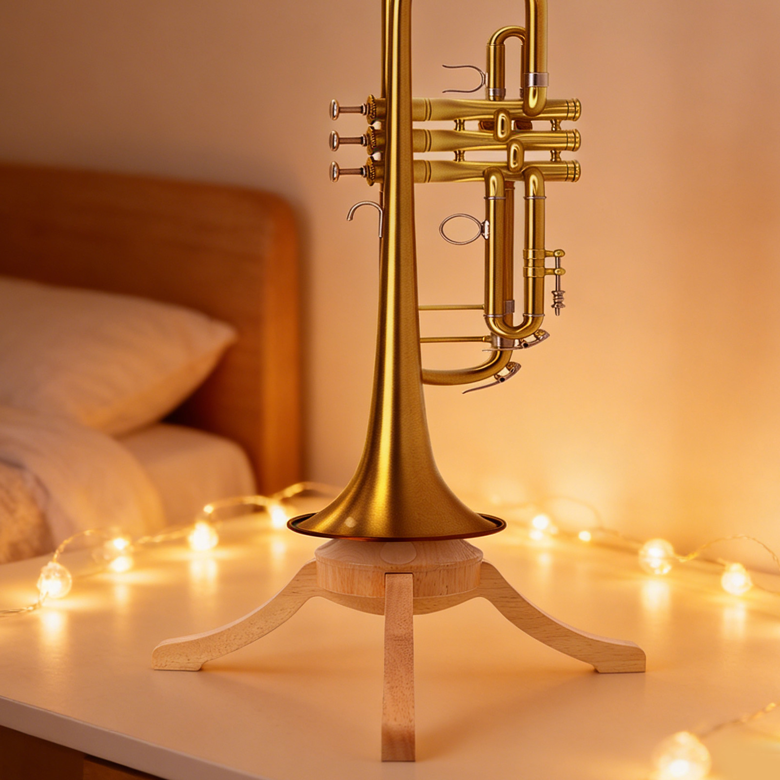 Wooden 4-Leg Trumpet Stand Det - Musical Instrument Cornet recension och pris