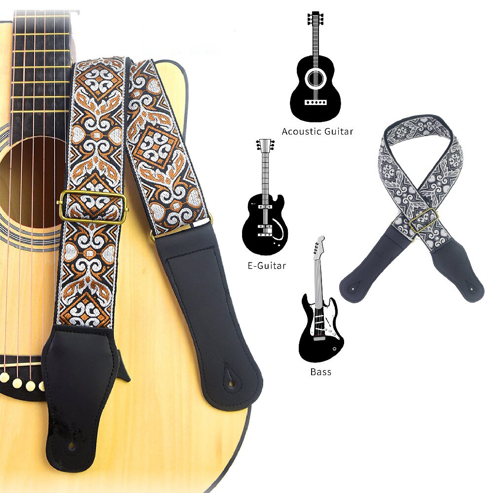 Guitar Strap Embroidered Print - Musical Instrument Sounds recension och pris
